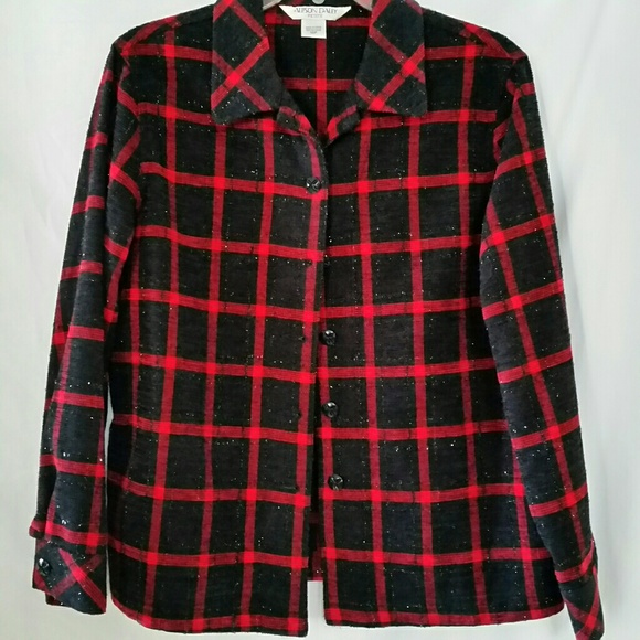 ♡♡ EUC Allison Daley Plaid Shirt Jacket ♡♡ - Picture 1 of 8